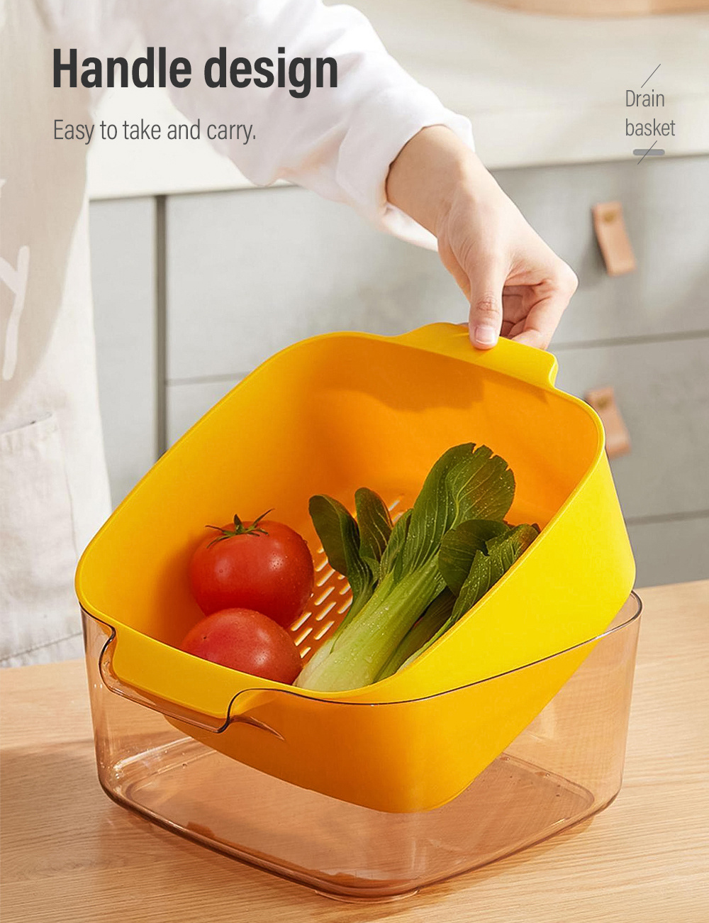 Double-layer Drainage Basket Fruit Vegetable Strainer-4